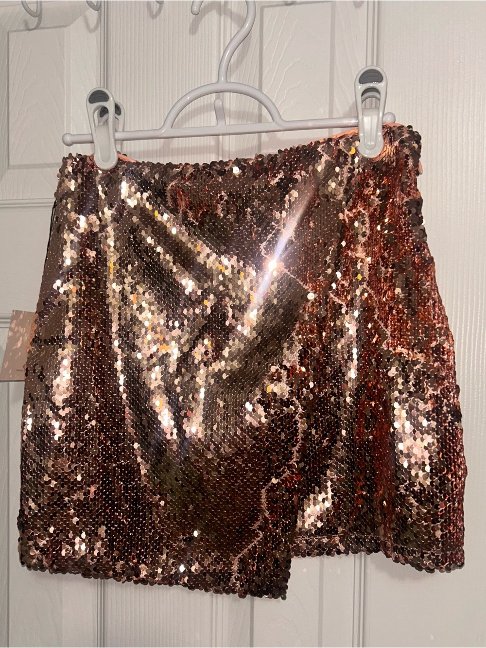 REVOLVE Rose Gold Sequin Mini Skirt